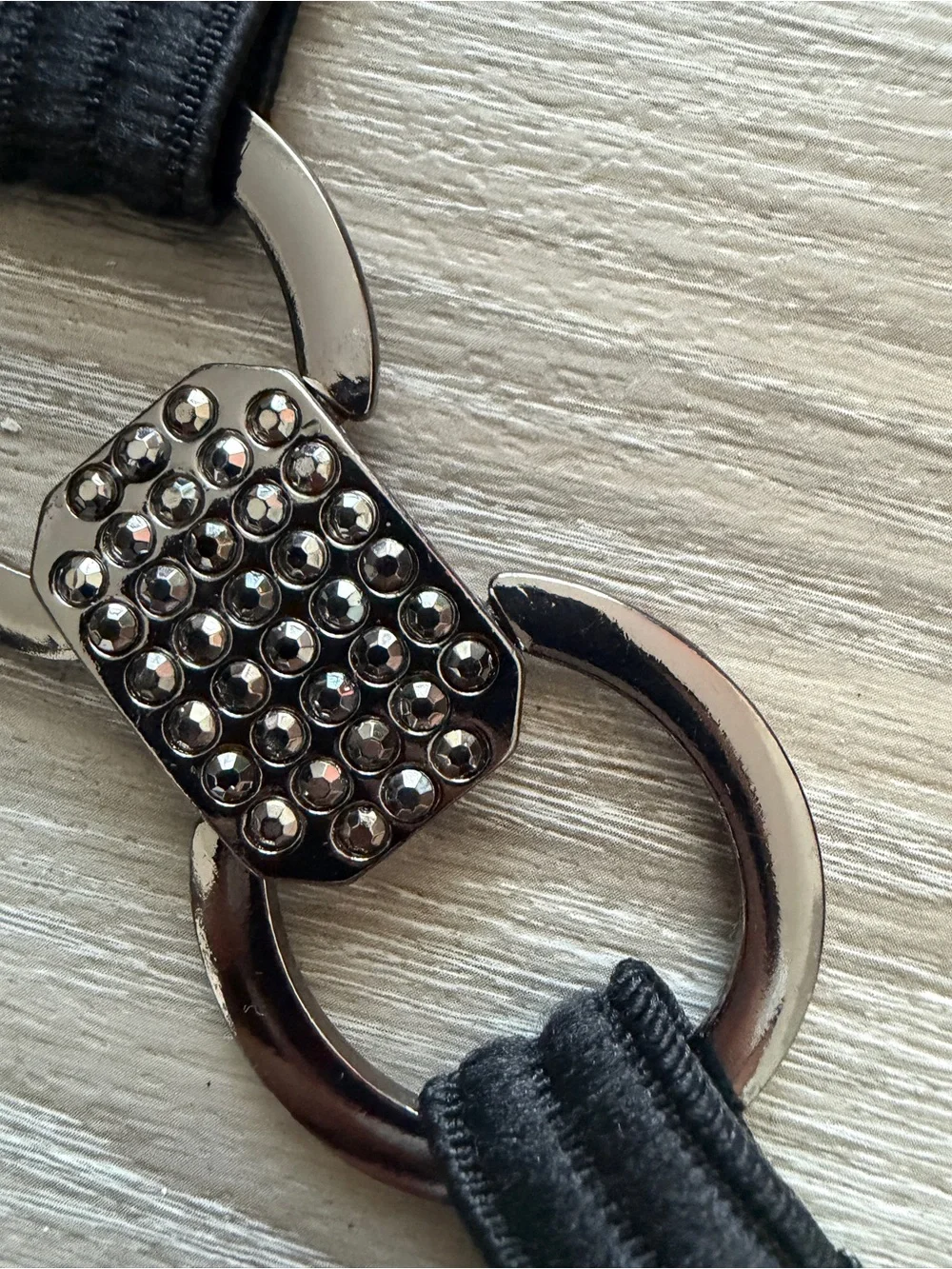 Metal Ring Belt with Black Elastic Panels